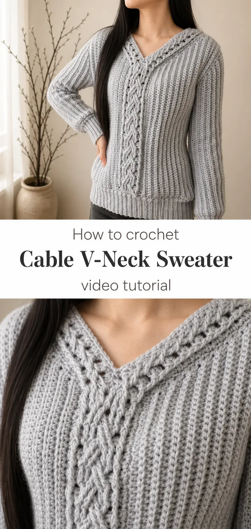 Crochet Cable V Neck Sweater: A Classic Timeless Piece