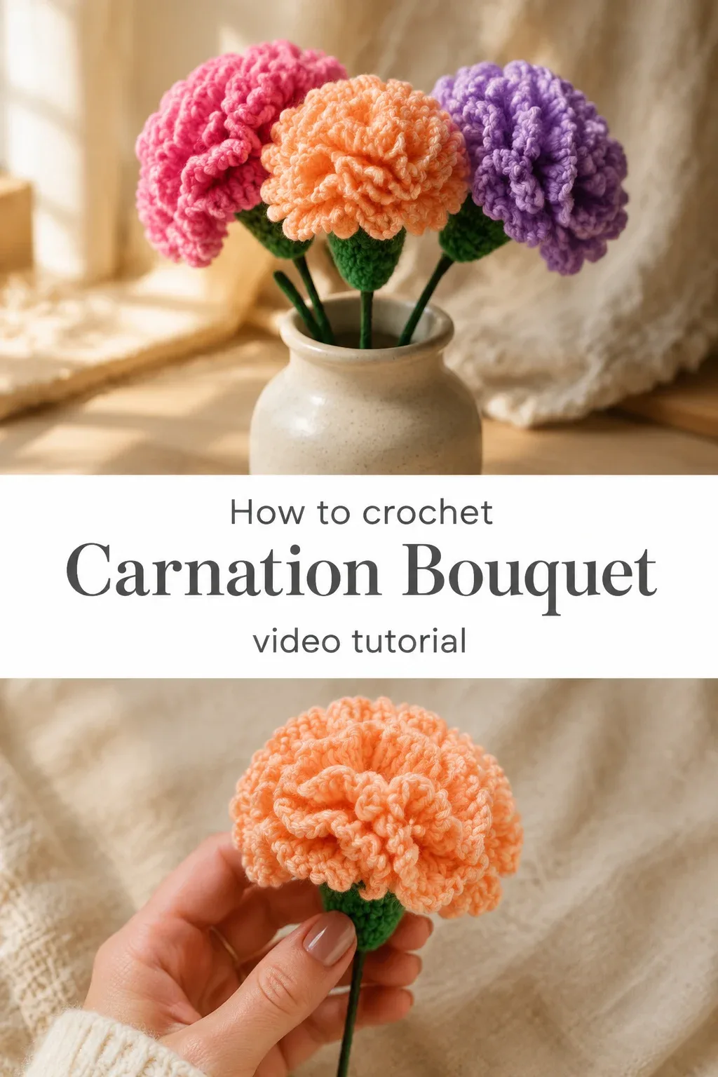 Crochet Carnation Bouquet: A Timeless Floral Accent