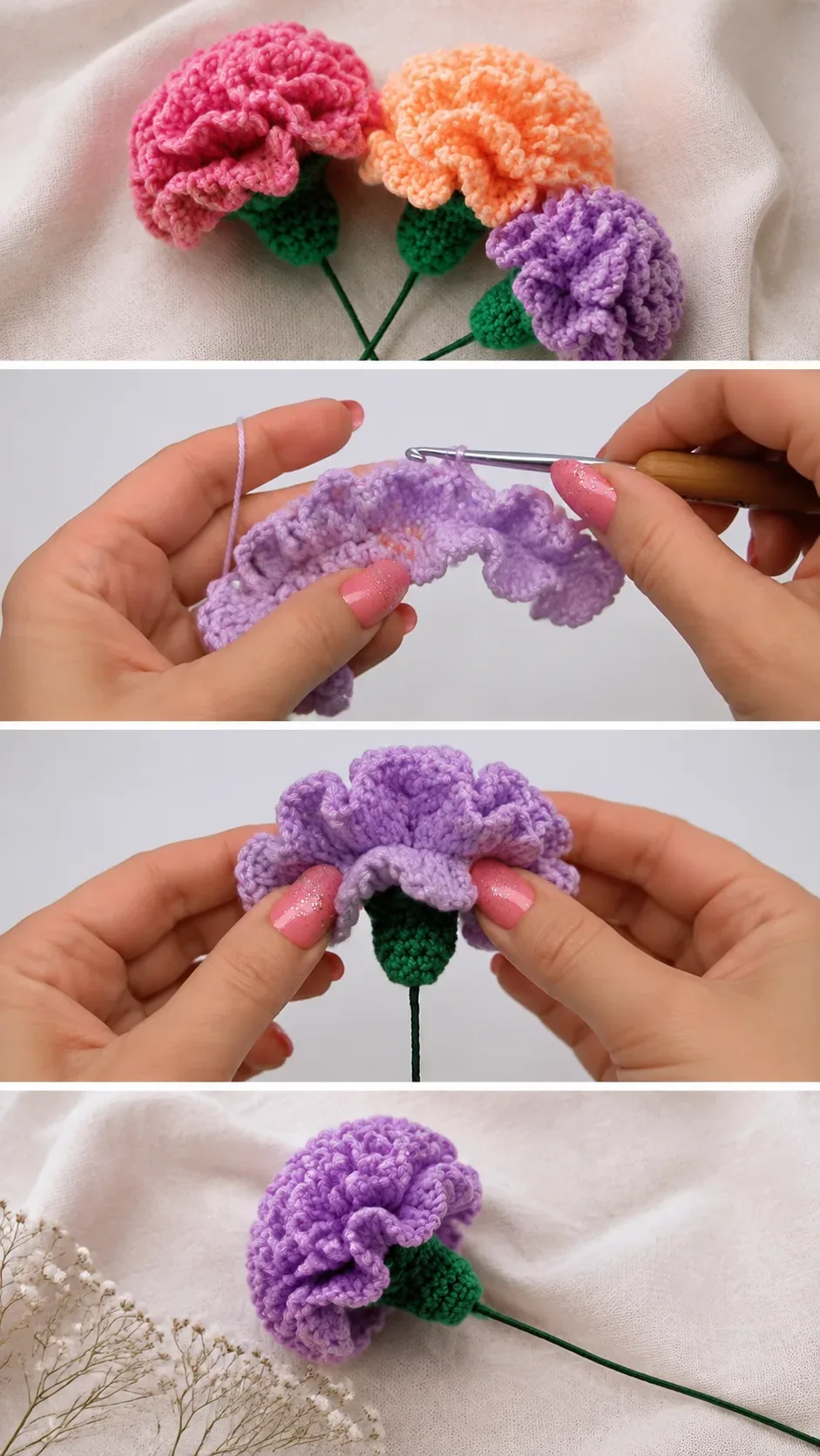 Crochet Carnation Bouquet: A Timeless Floral Accent pattern