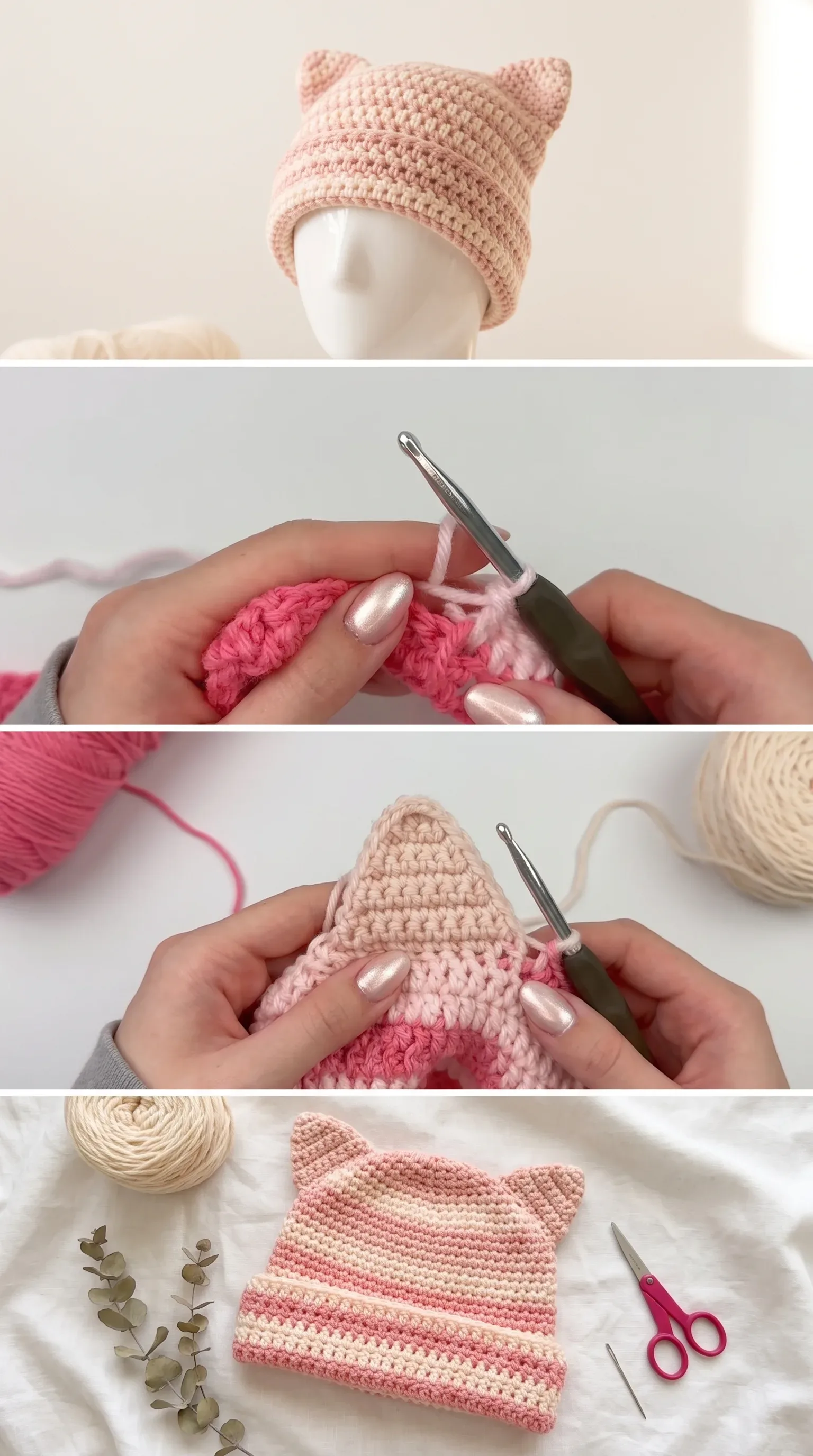 Crochet Cat Ear Beanie: A Playful and Charming Accessory pattern