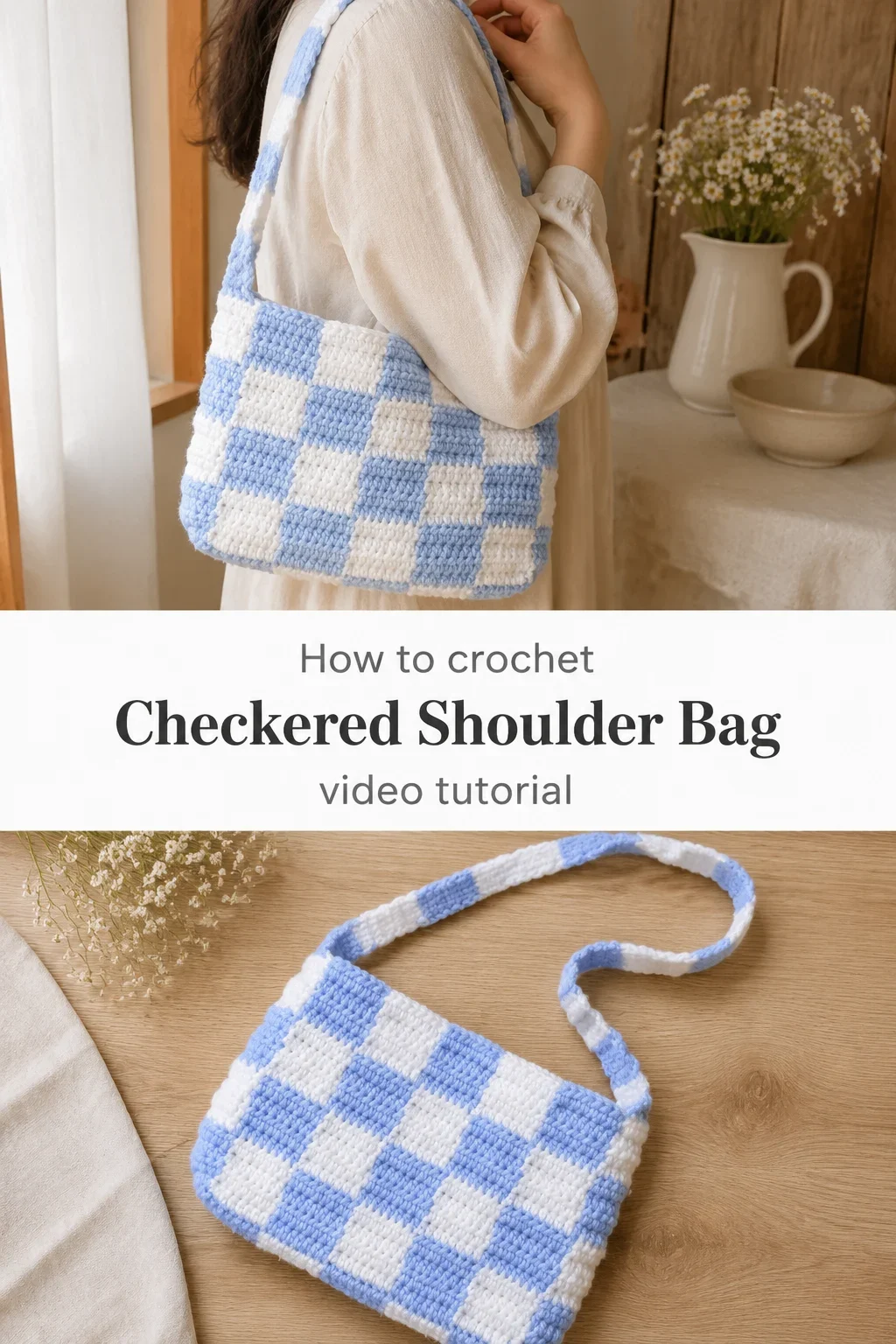 Crochet Checkered Shoulder Bag: A Chic Everyday Accessory