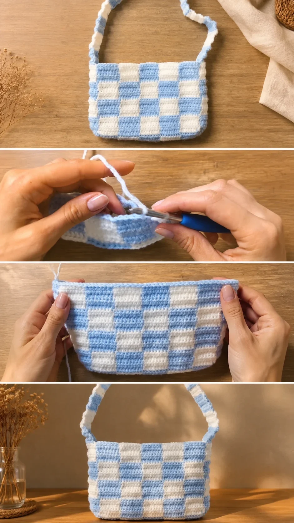 Crochet Checkered Shoulder Bag: A Chic Everyday Accessory pattern