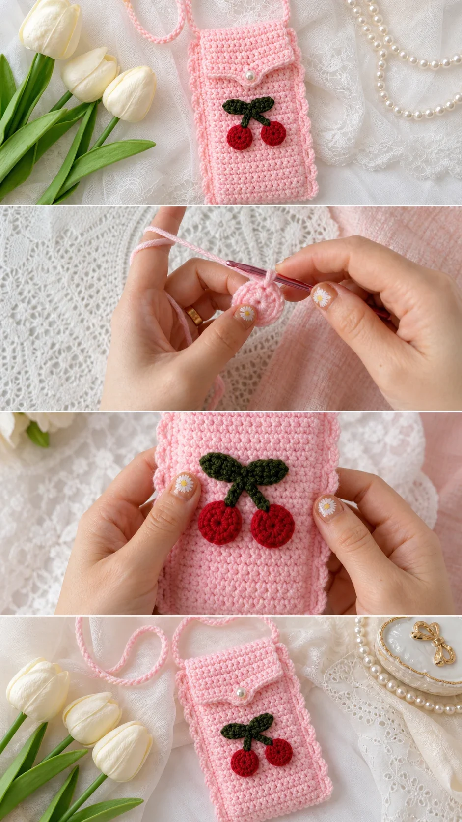 Crochet Cherry Phone Pouch: A Sweet Everyday Accessory pattern