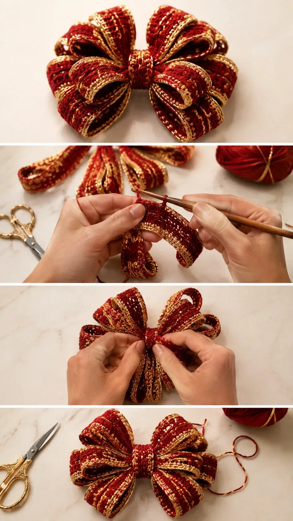 Crochet Christmas Bow: A Festive and Radiant Accent pattern