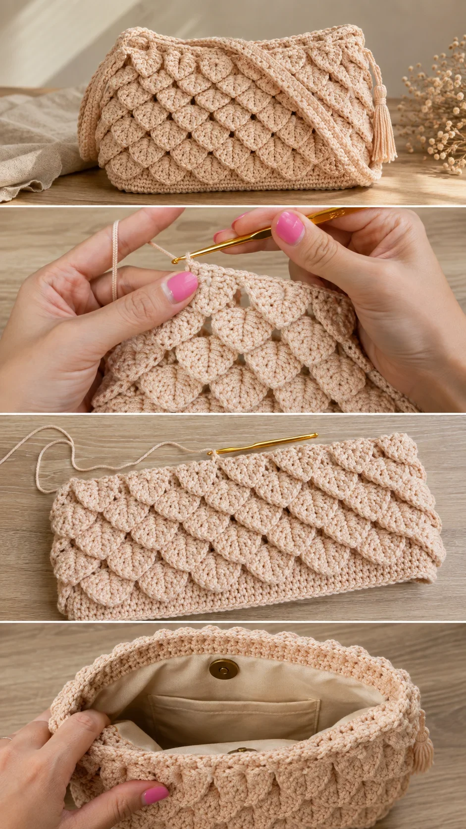 Crochet Crocodile Stitch Bag: A Textured Elegant Treasure pattern