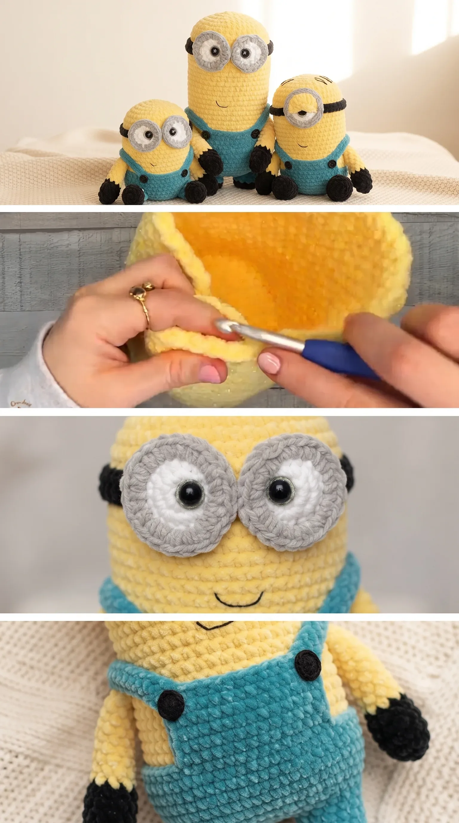 Crochet Cuddle Minions: A Whimsical Huggable Trio pattern