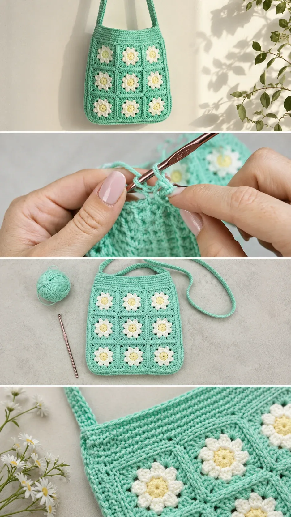 Crochet Daisy Granny Bag: A Charming Handmade Tote pattern