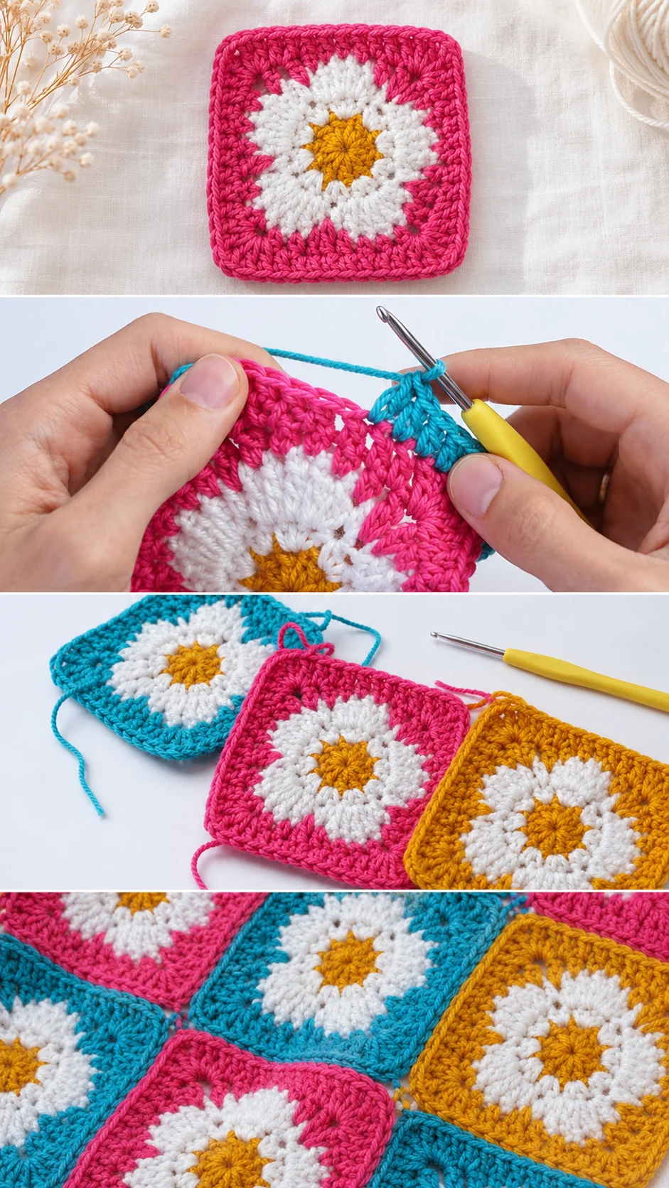 Crochet Daisy Granny Square: A Charming Floral Classic pattern