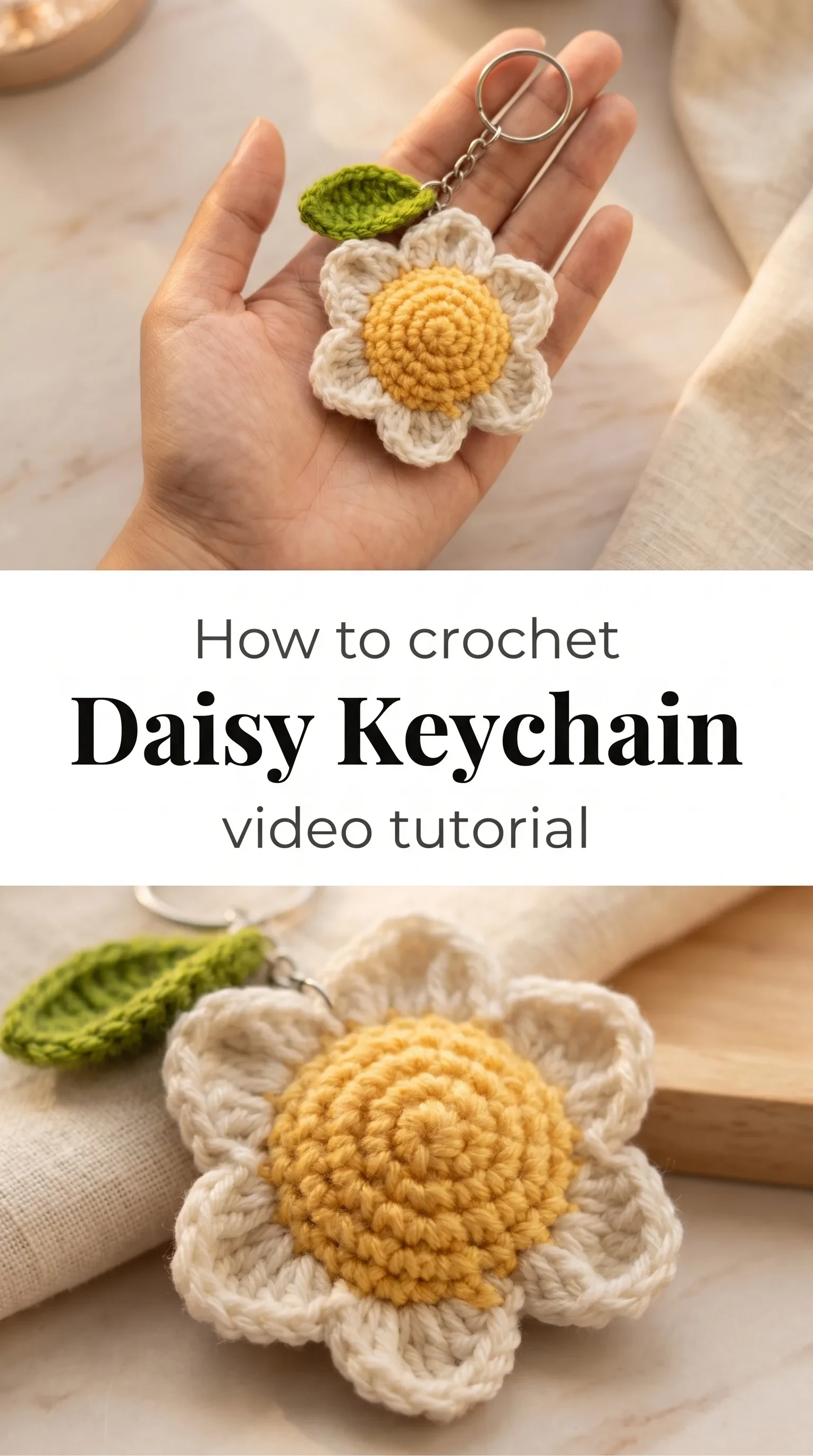 Crochet Daisy Keychain: A Charming Floral Accent