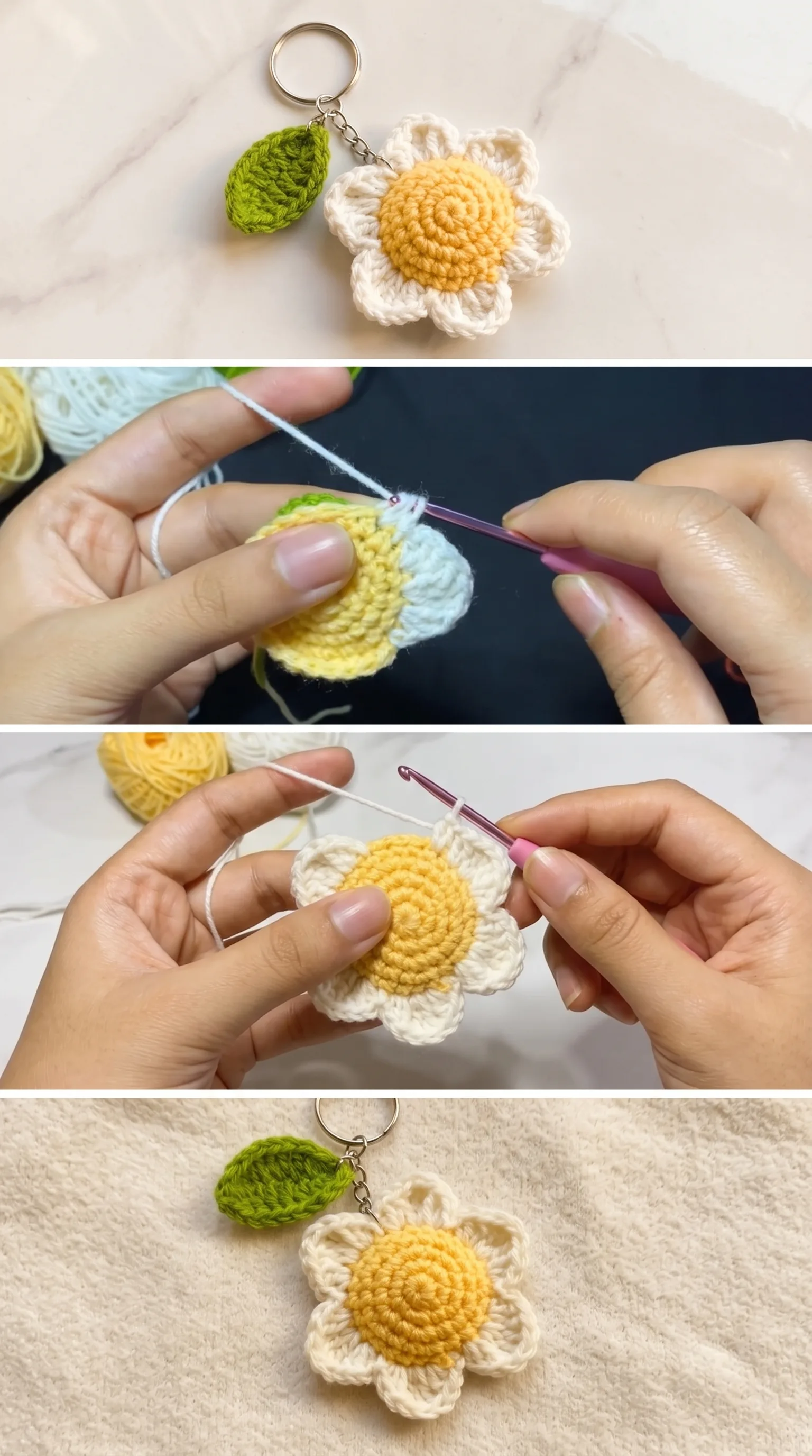 Crochet Daisy Keychain: A Charming Floral Accent pattern