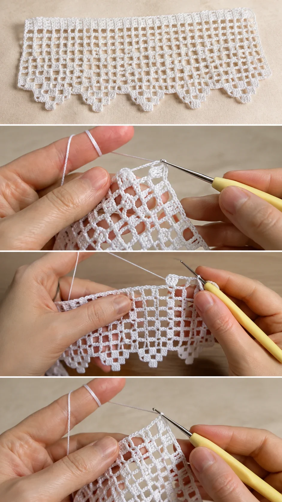 Crochet Filet Net Lace: A Delicate Timeless Accent pattern