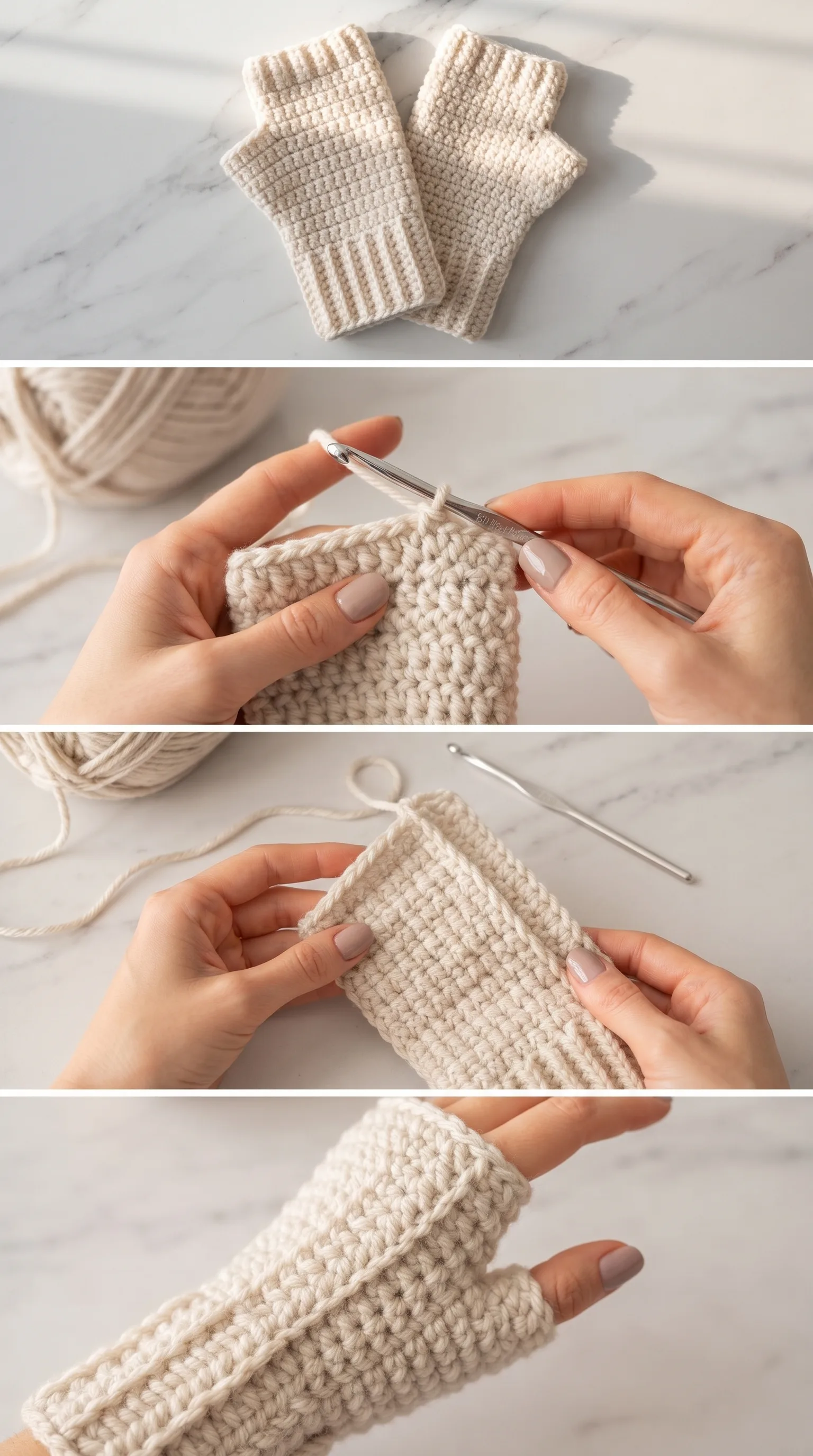 Crochet Fingerless Gloves: A Warm and Chic Winter Staple pattern