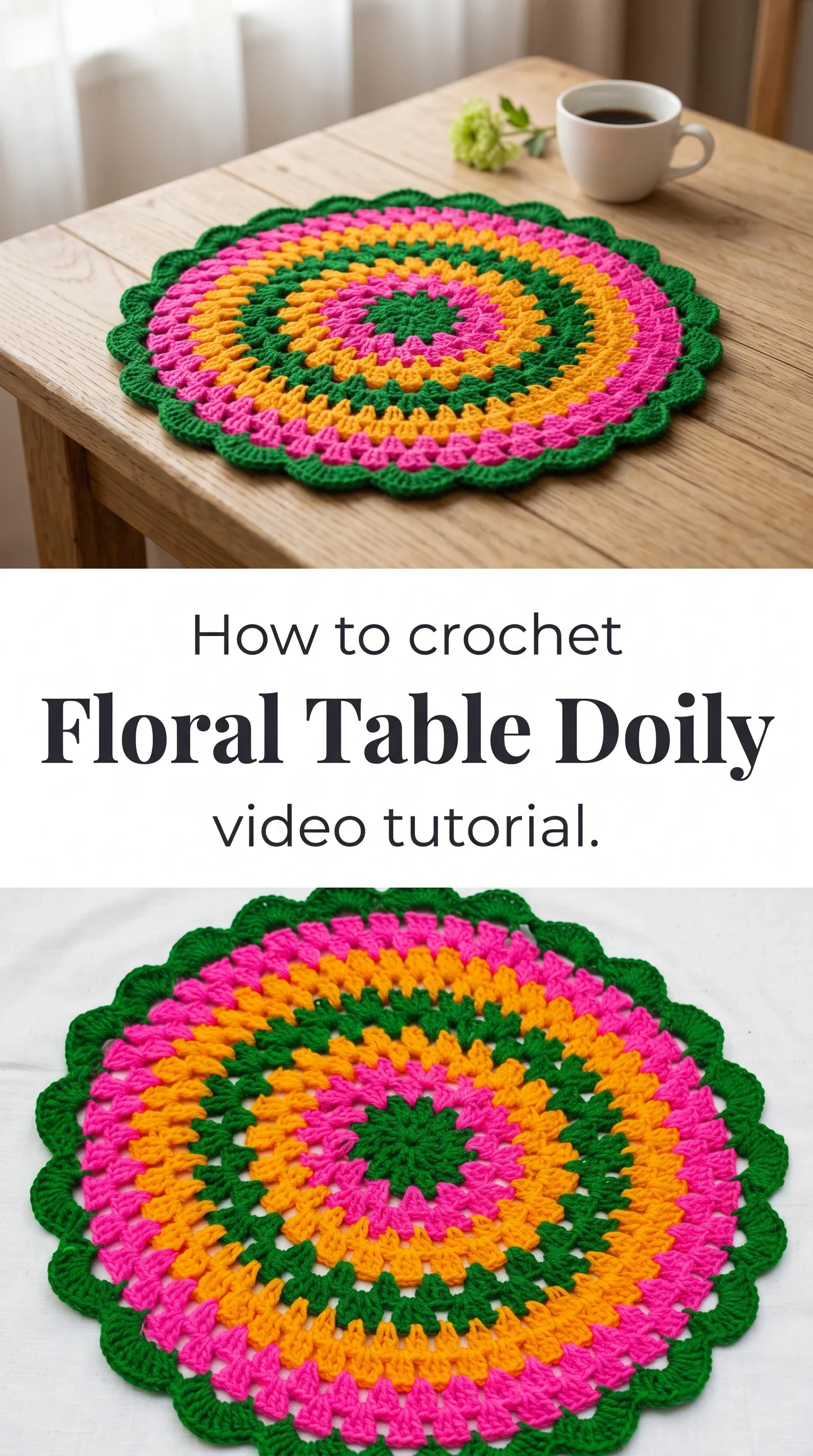 Crochet Floral Table Doily: A Vibrant Handmade Accent