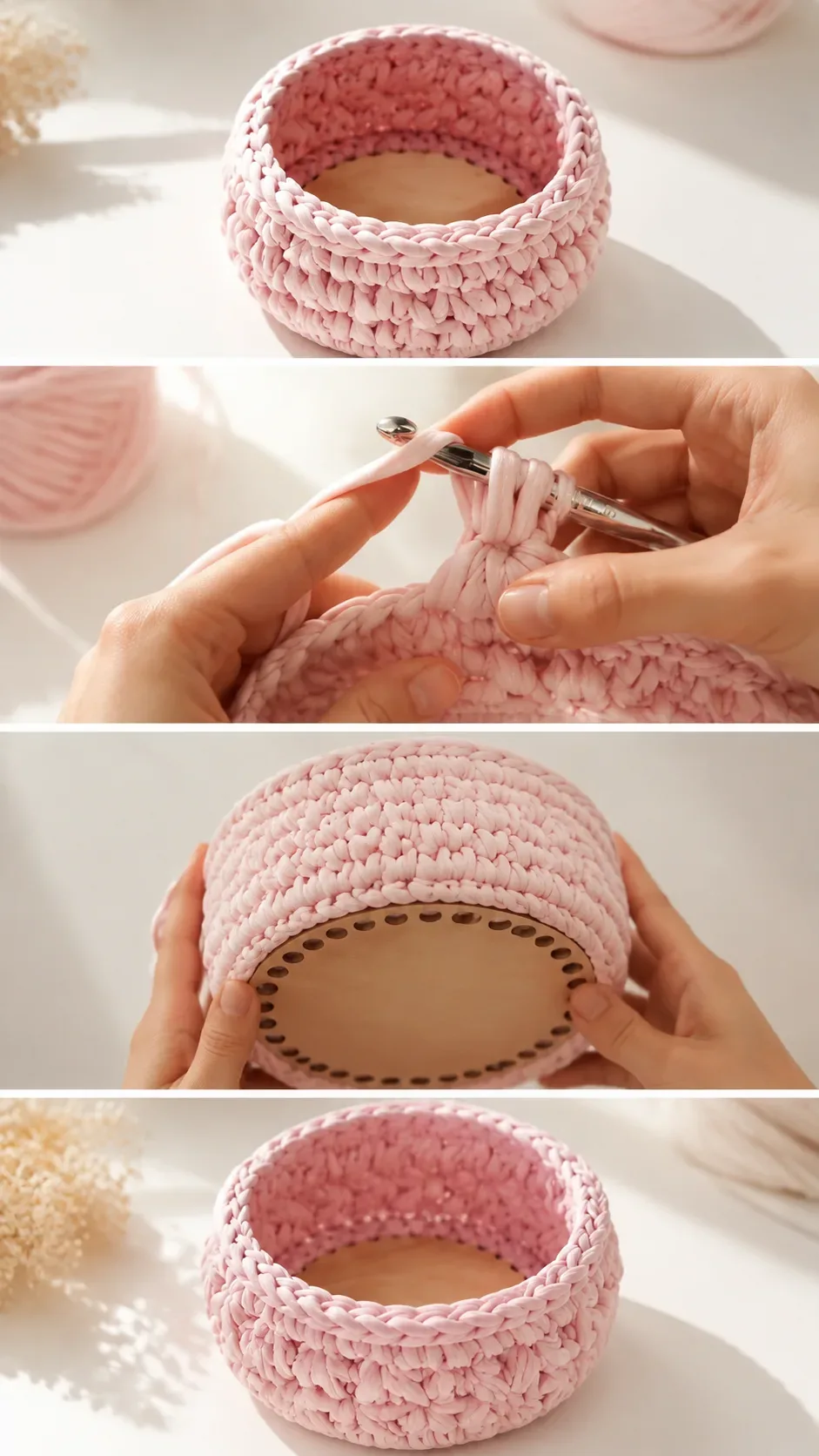 Crochet Flower Basket: A Soft and Charming Accent pattern