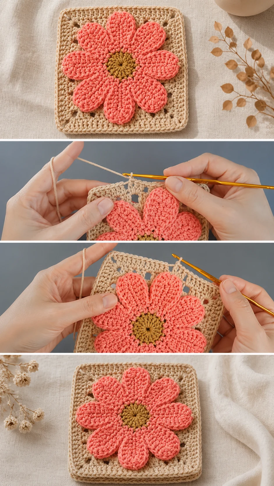 Crochet Flower Granny Square: A Charming Floral Classic pattern