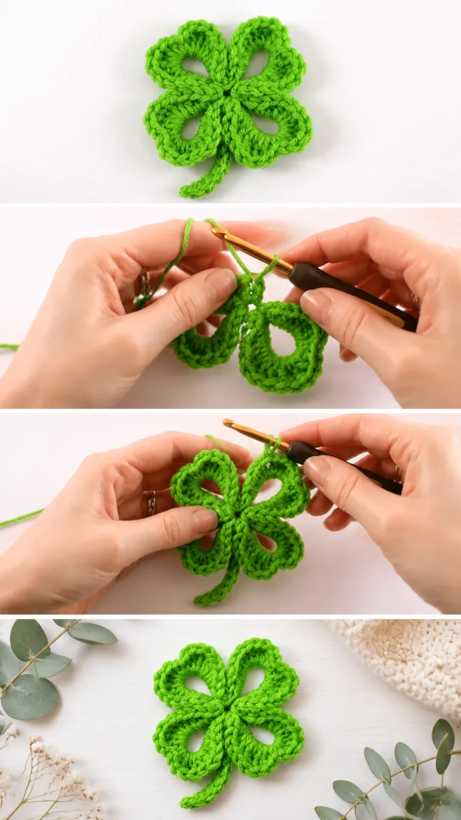 Crochet Four Leaf Clover: A Charming Lucky Accent pattern