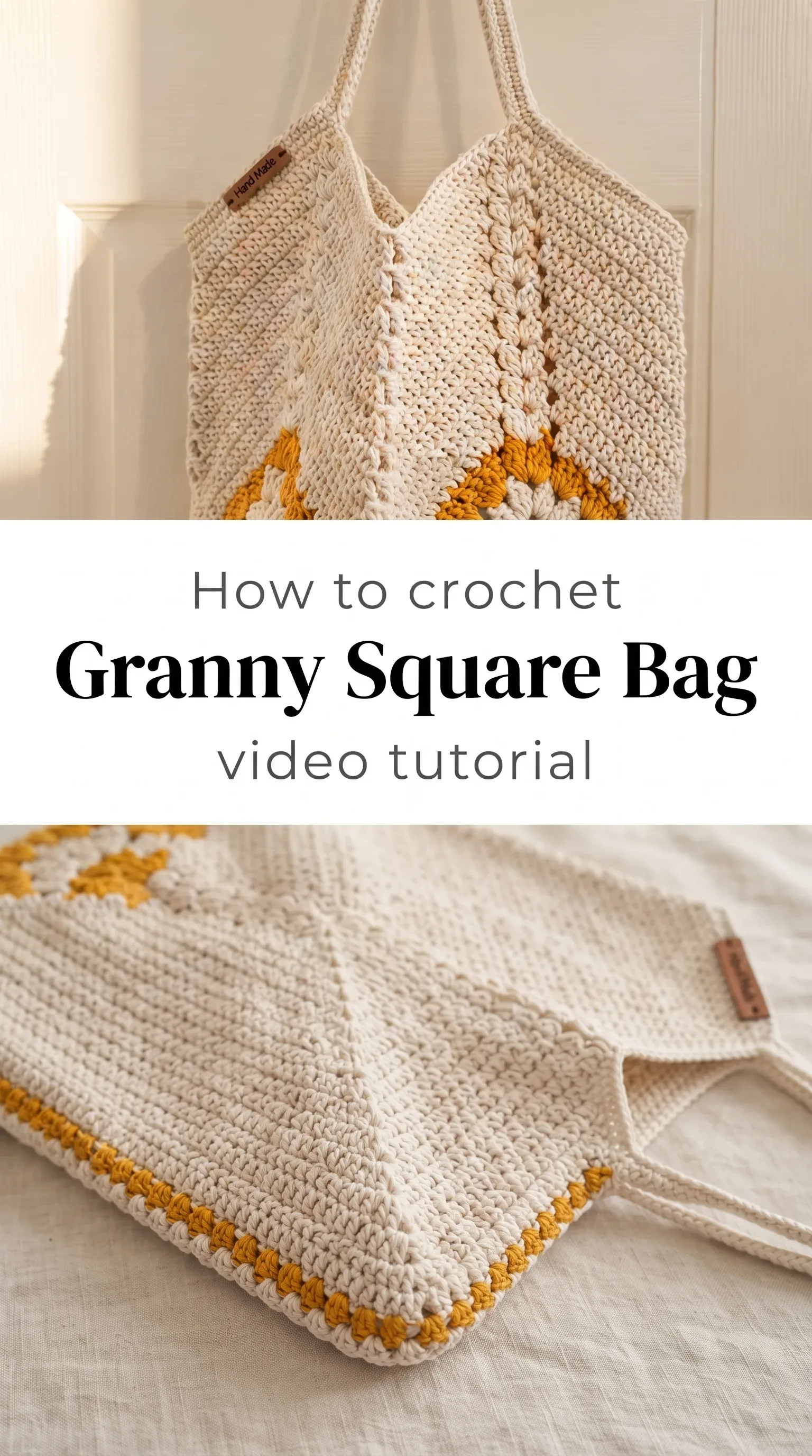 Crochet Granny Square Bag: A Chic Two-Tone Accessory