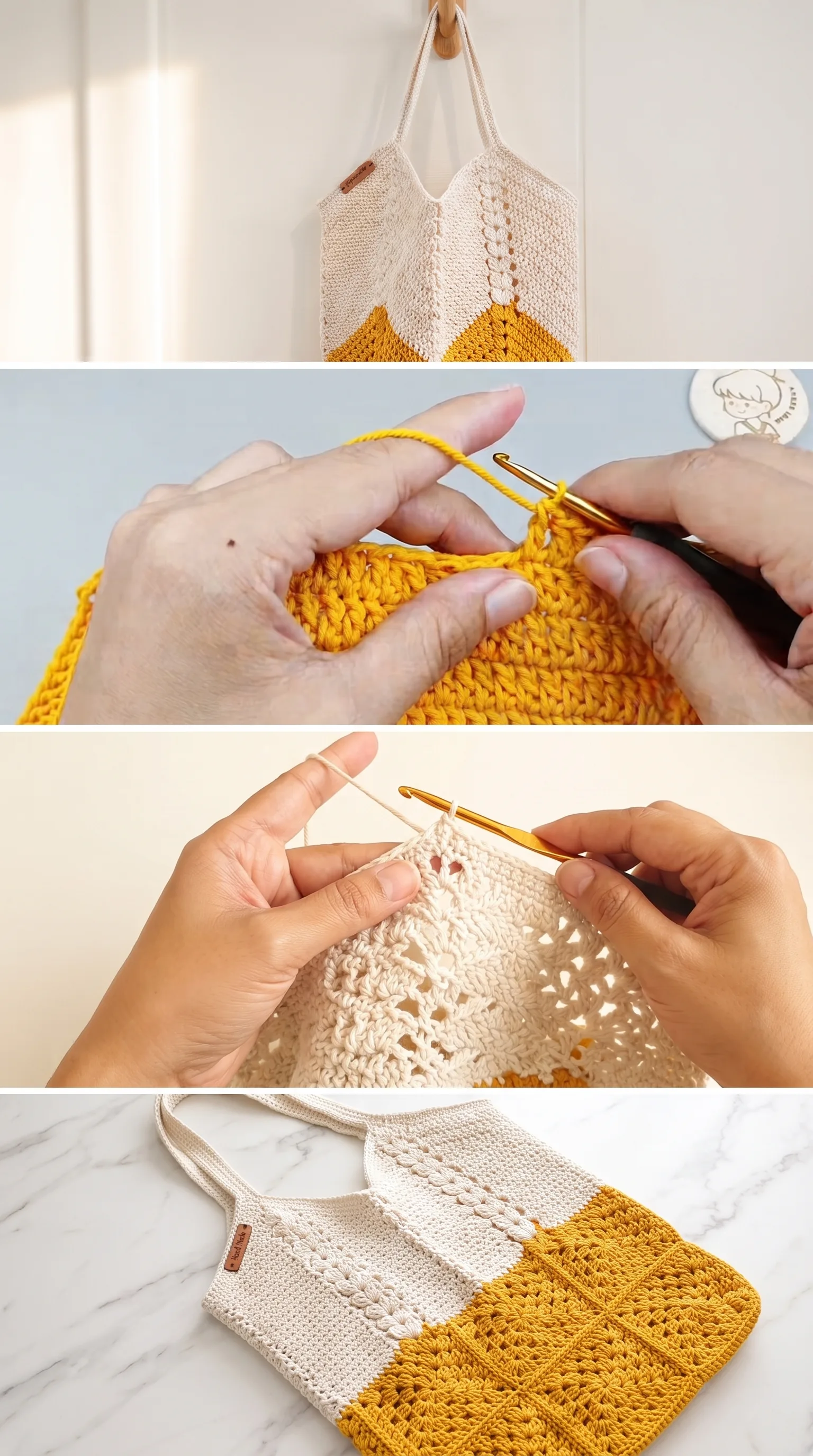 Crochet Granny Square Bag: A Chic Two-Tone Accessory pattern