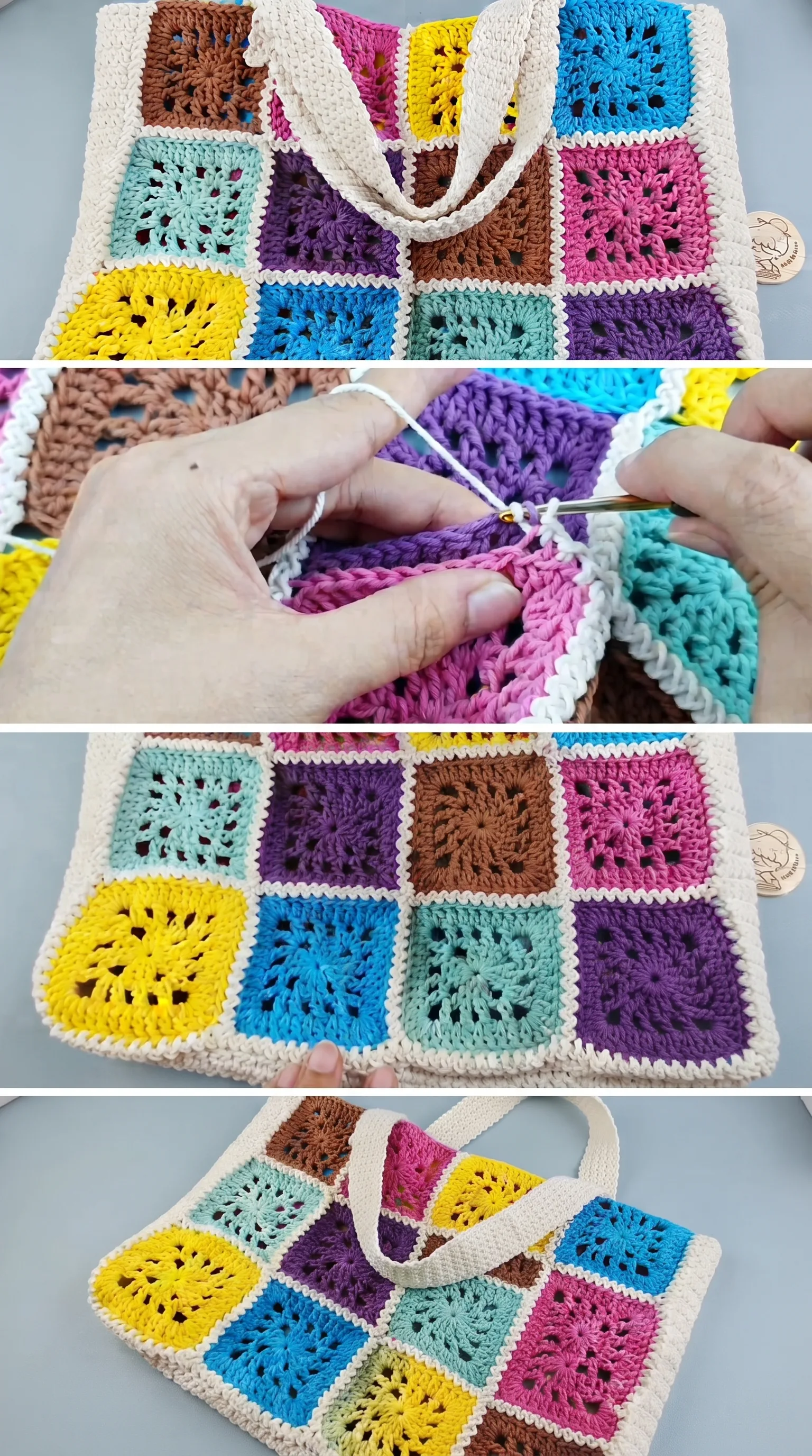Crochet Granny Square Bag: A Vibrant Colorful Classic pattern
