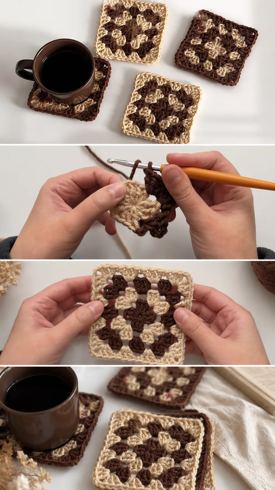 Crochet Granny Square Coasters: A Charming Handmade Gift pattern