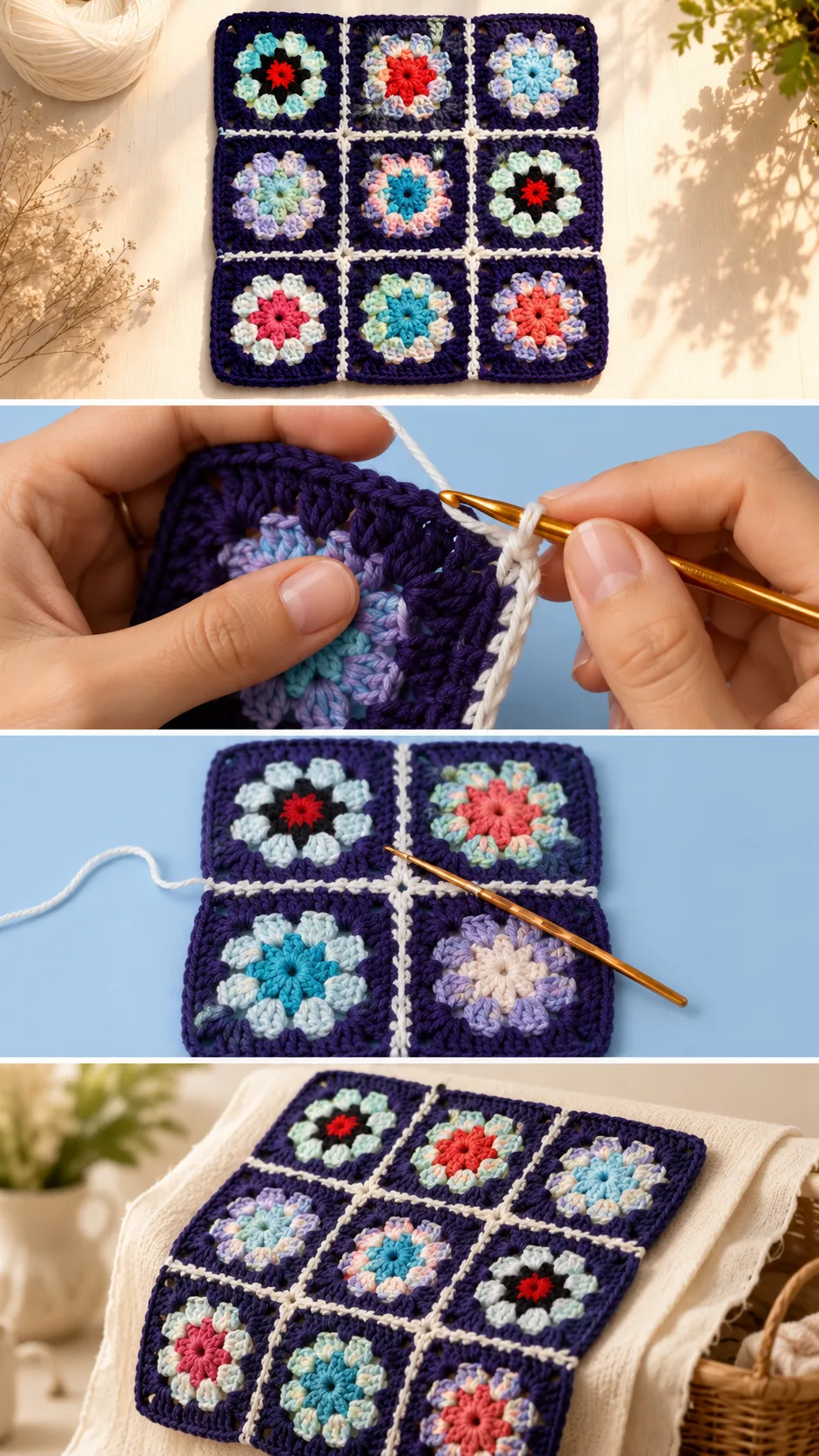 Crochet Granny Squares Join: A Classic and Timeless Craft pattern
