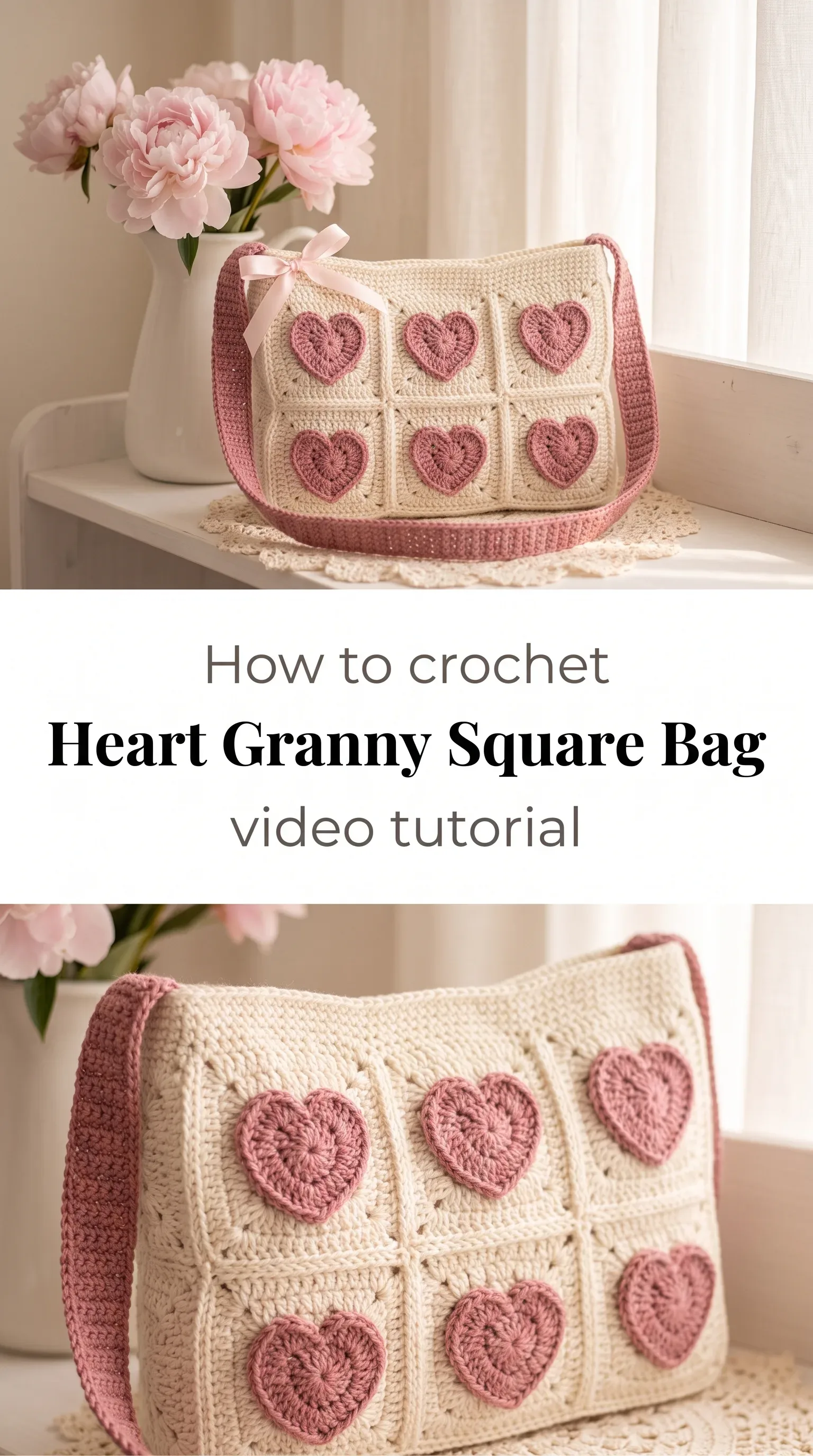 Crochet Heart Granny Square Bag: A Sweet Romantic Tote