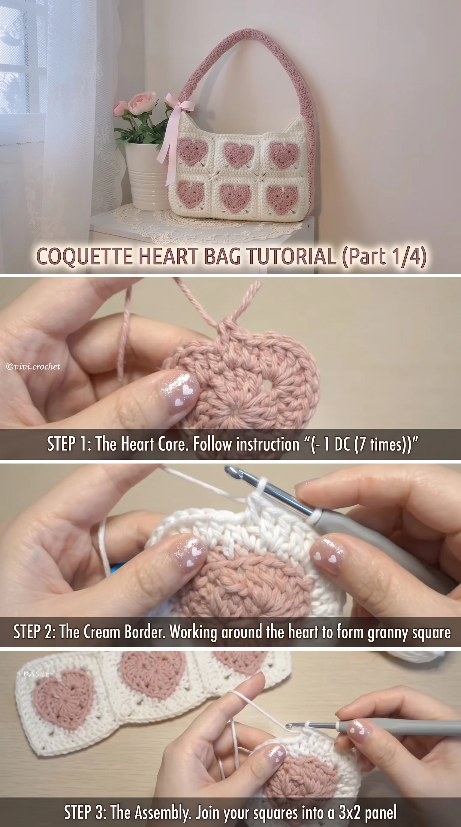 Crochet Heart Granny Square Bag: A Sweet Romantic Tote pattern