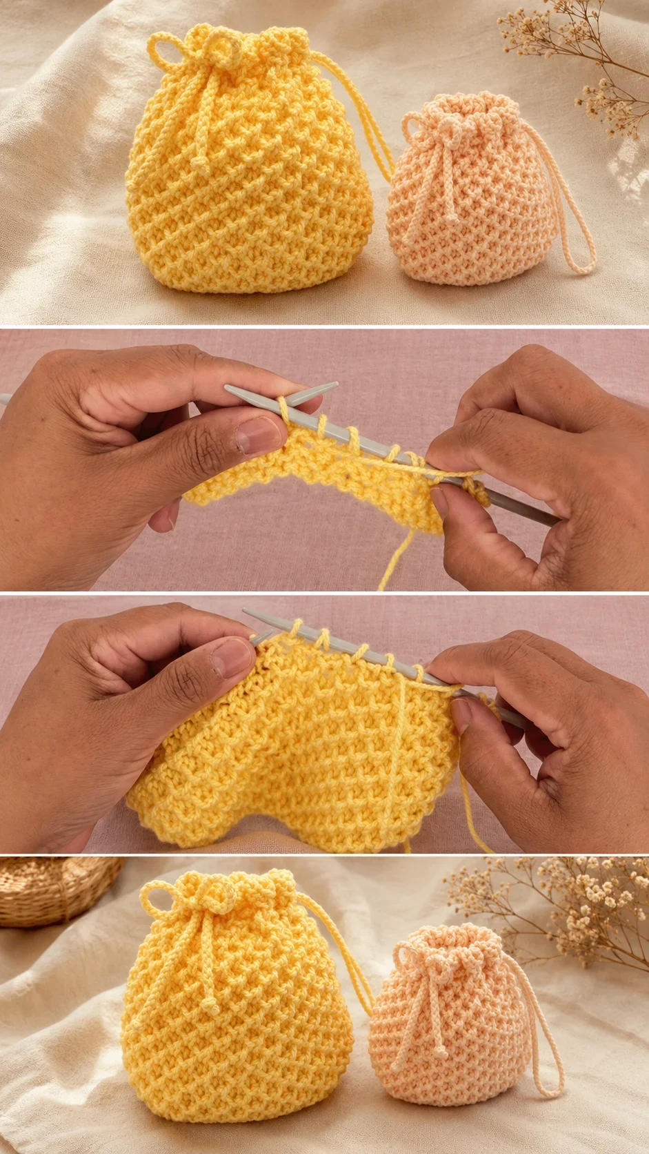 Crochet Honeycomb Drawstring Bag: A Charming Textured Treasure pattern
