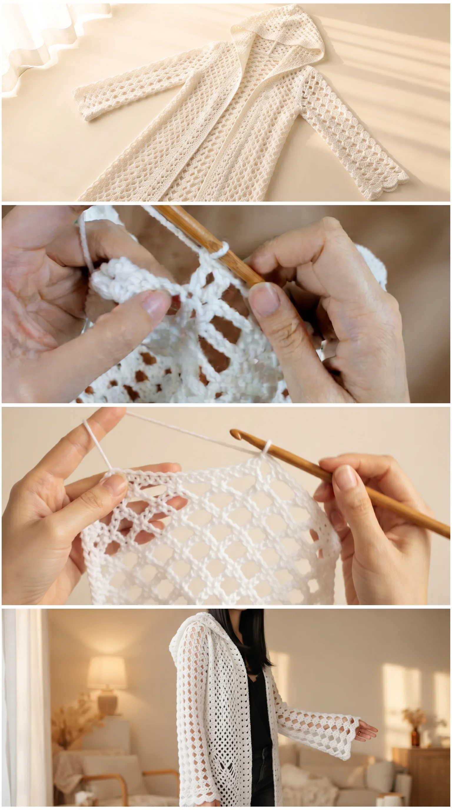 Crochet Hooded Duster Cardigan: A Chic Boho Statement pattern