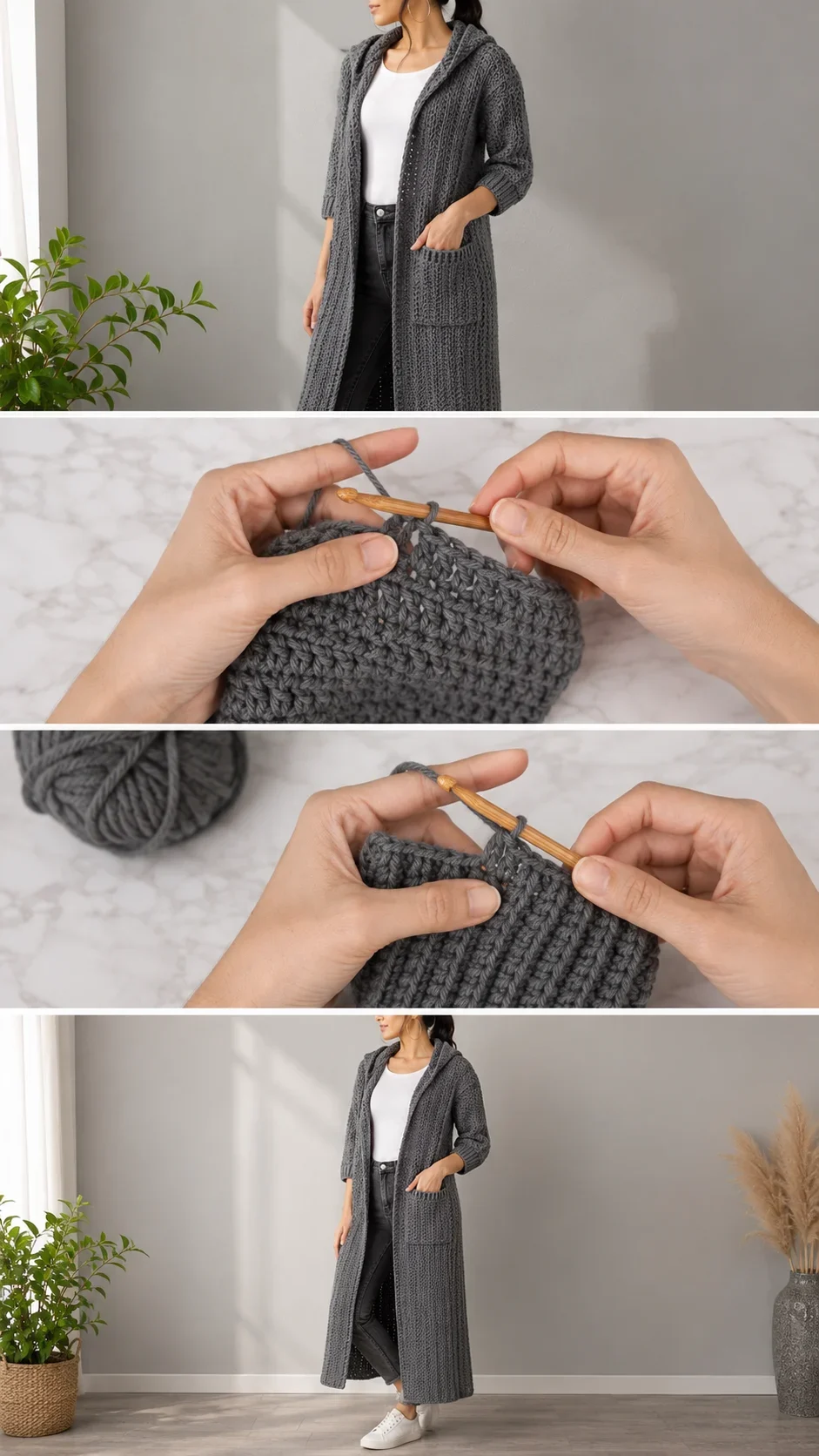 Crochet Hooded Duster Cardigan: A Chic Timeless Layer pattern