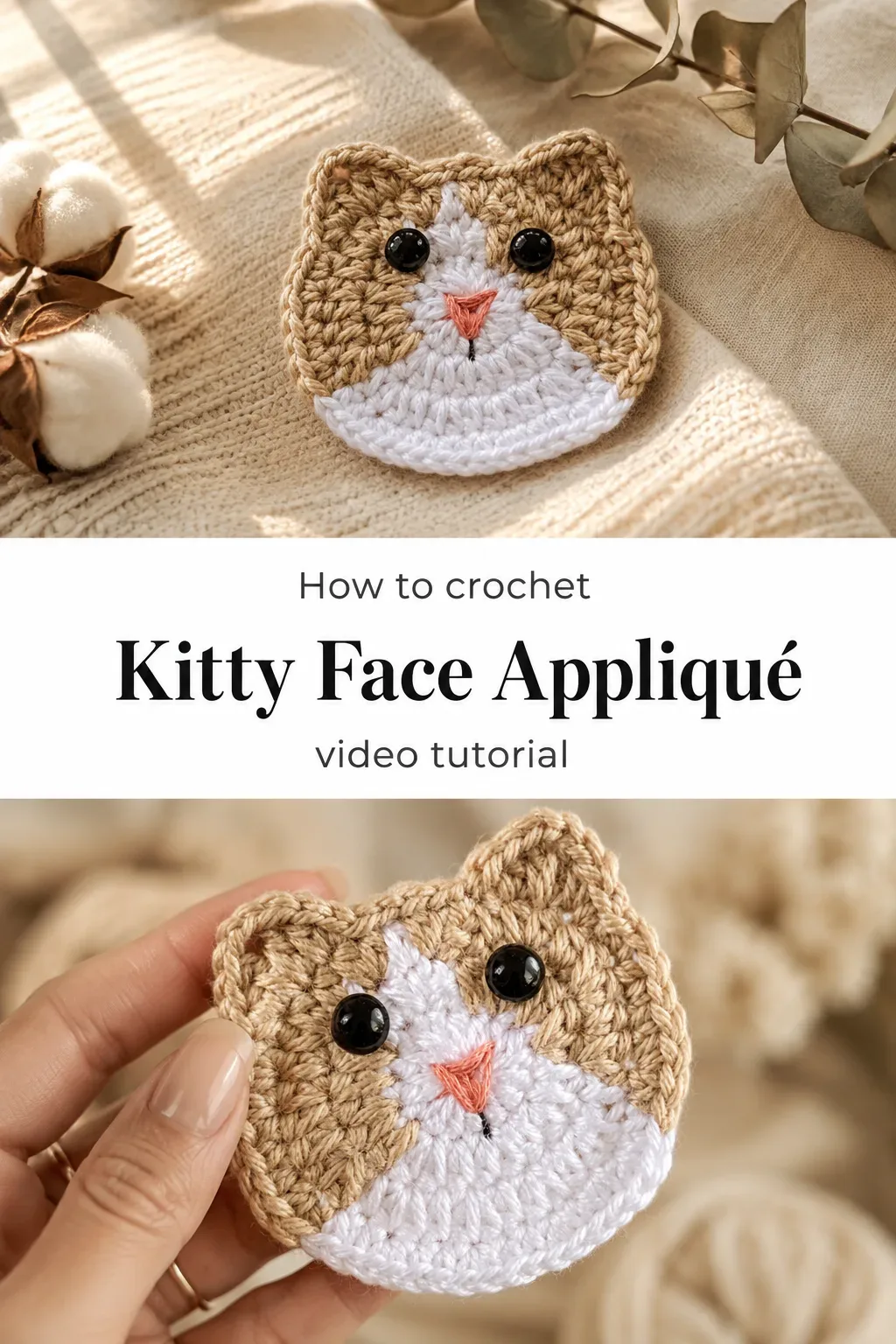 Crochet Kitty Face Appliqué: A Sweet Handmade Charm
