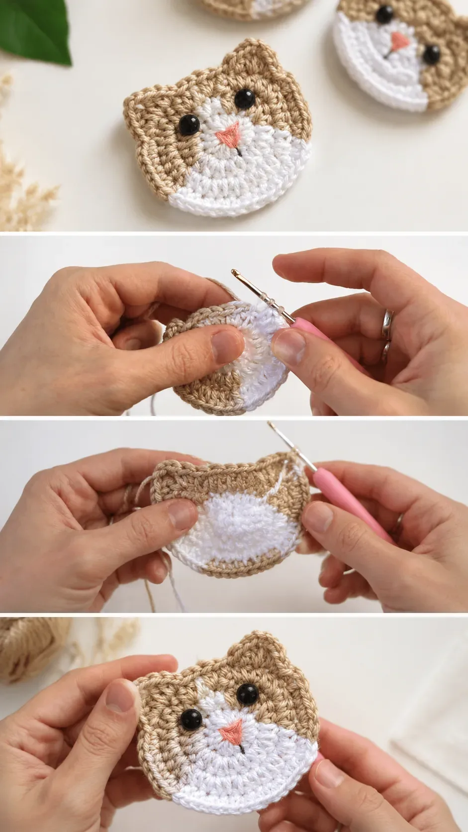 Crochet Kitty Face Appliqué: A Sweet Handmade Charm pattern