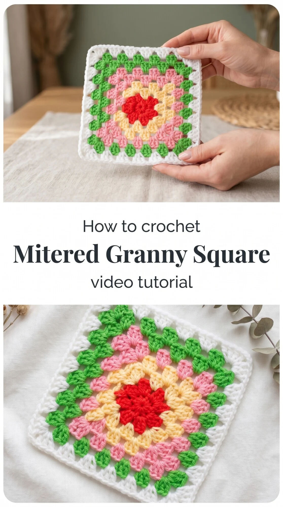 Crochet Mitered Granny Square: A Colorful Classic Motif