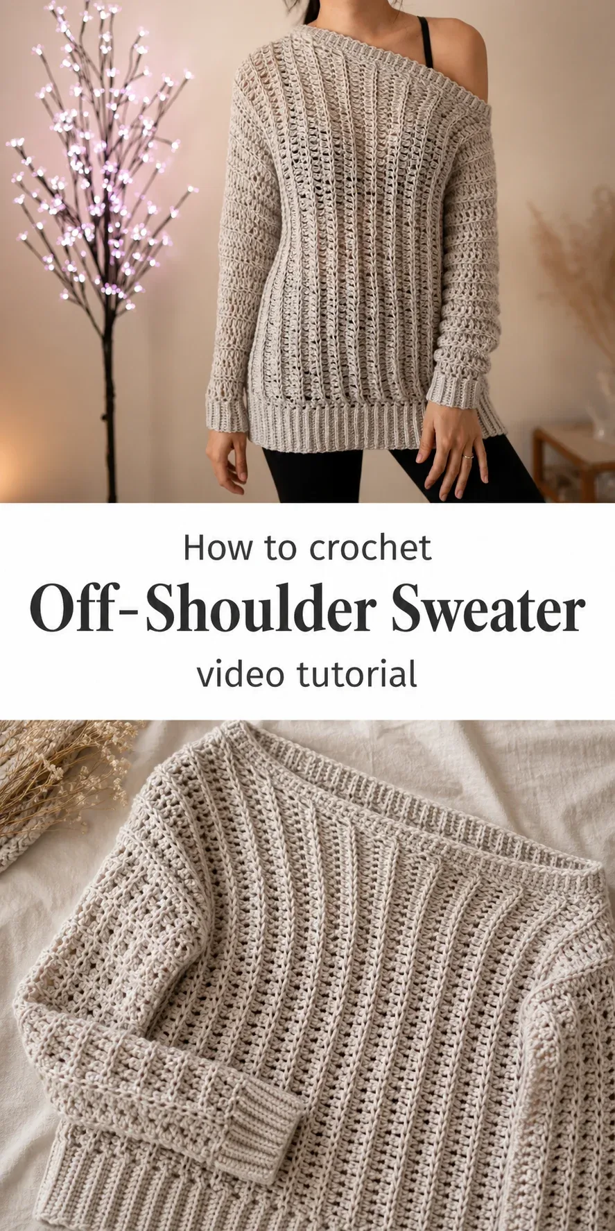 Crochet Off-Shoulder Sweater: A Chic Oversized Essential