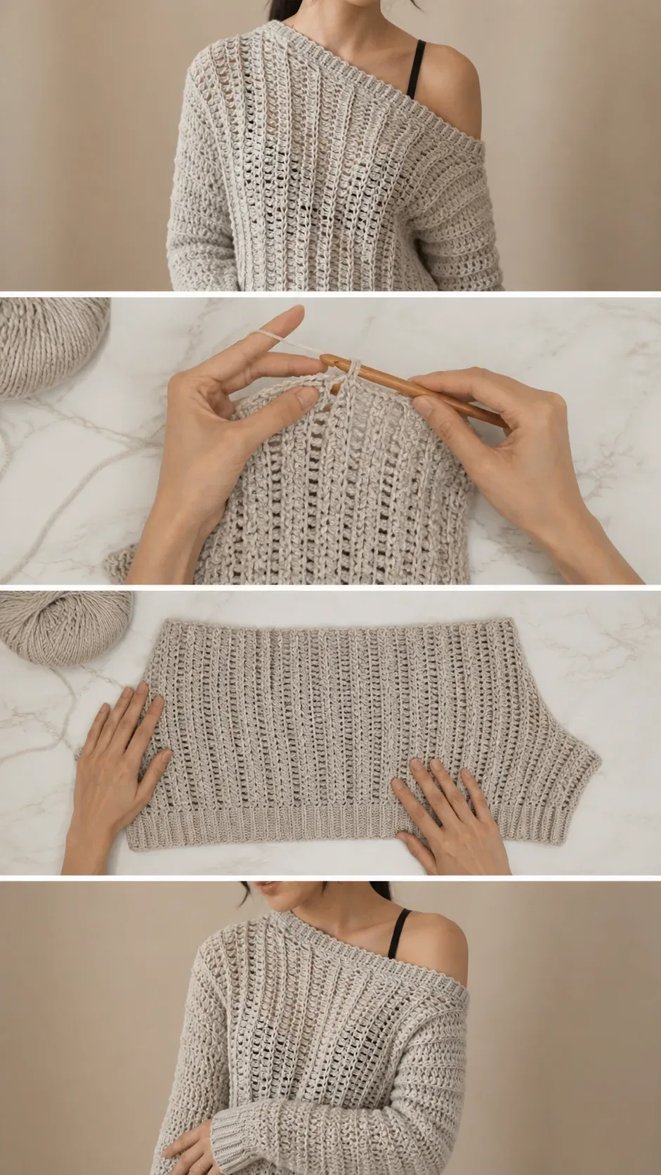 Crochet Off-Shoulder Sweater: A Chic Oversized Essential pattern