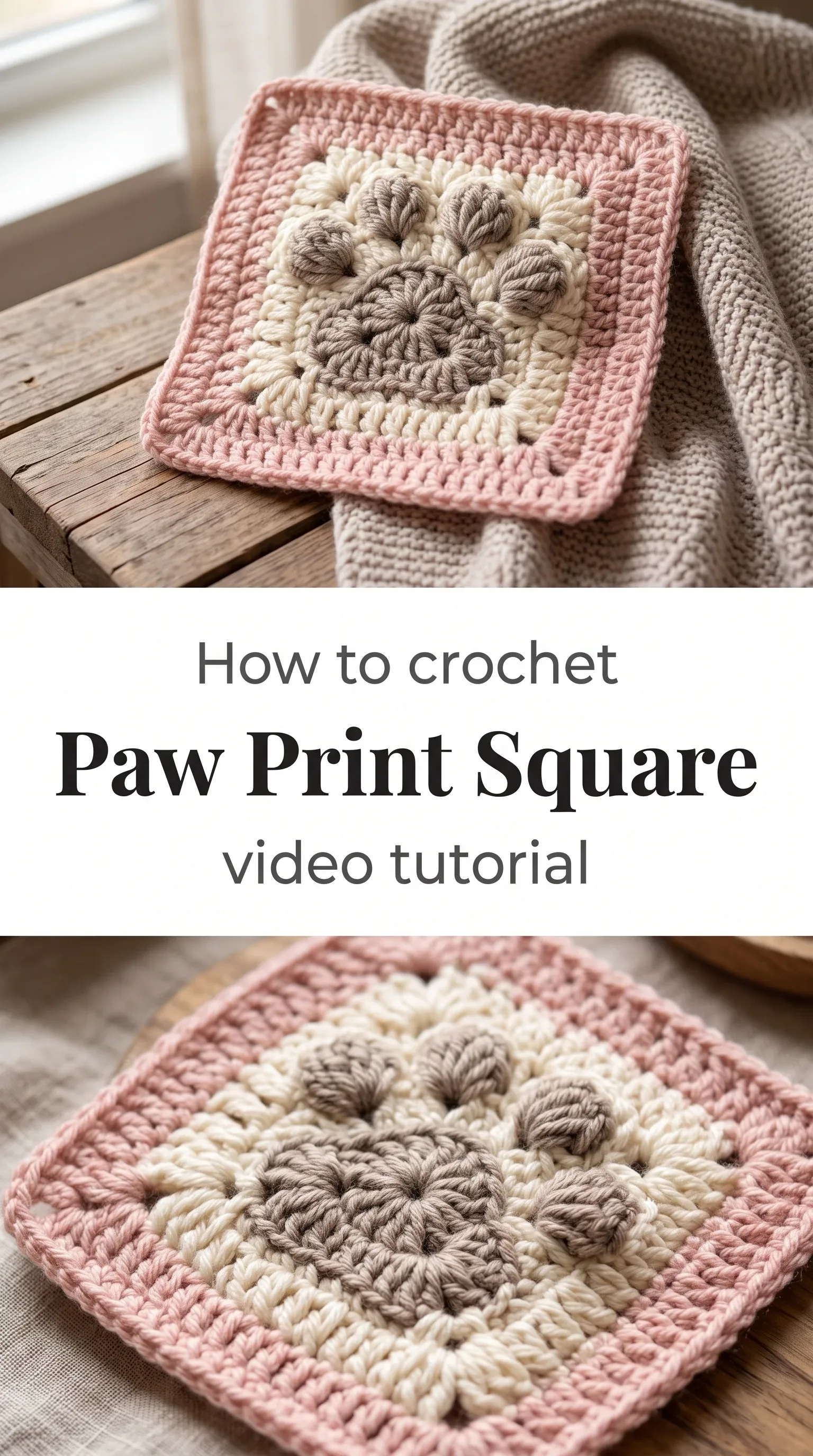 Crochet Paw Print Square: A Charming Handmade Accent