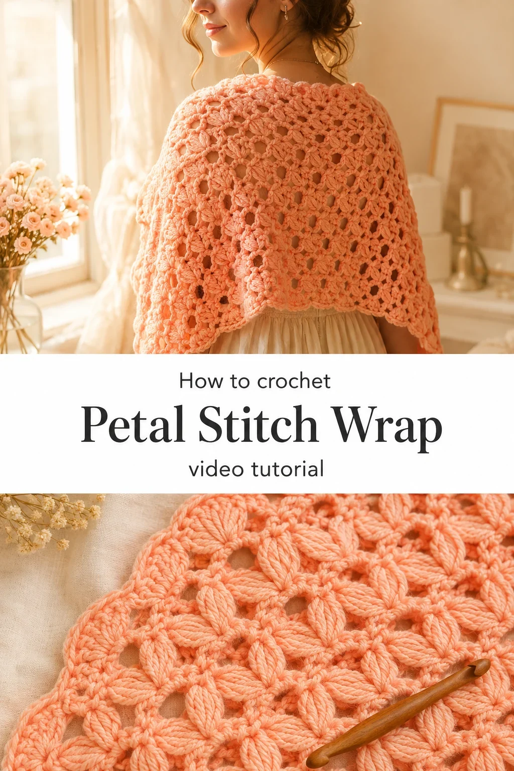 Crochet Petal Stitch Wrap: A Delicate Floral Classic
