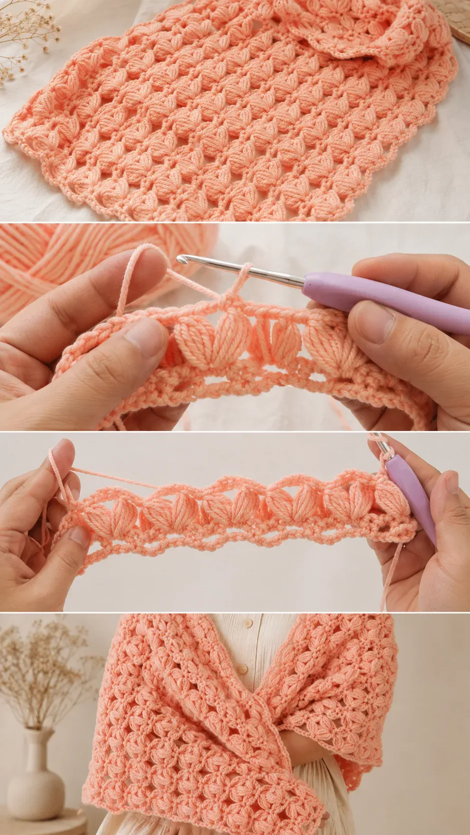 Crochet Petal Stitch Wrap: A Delicate Floral Classic pattern