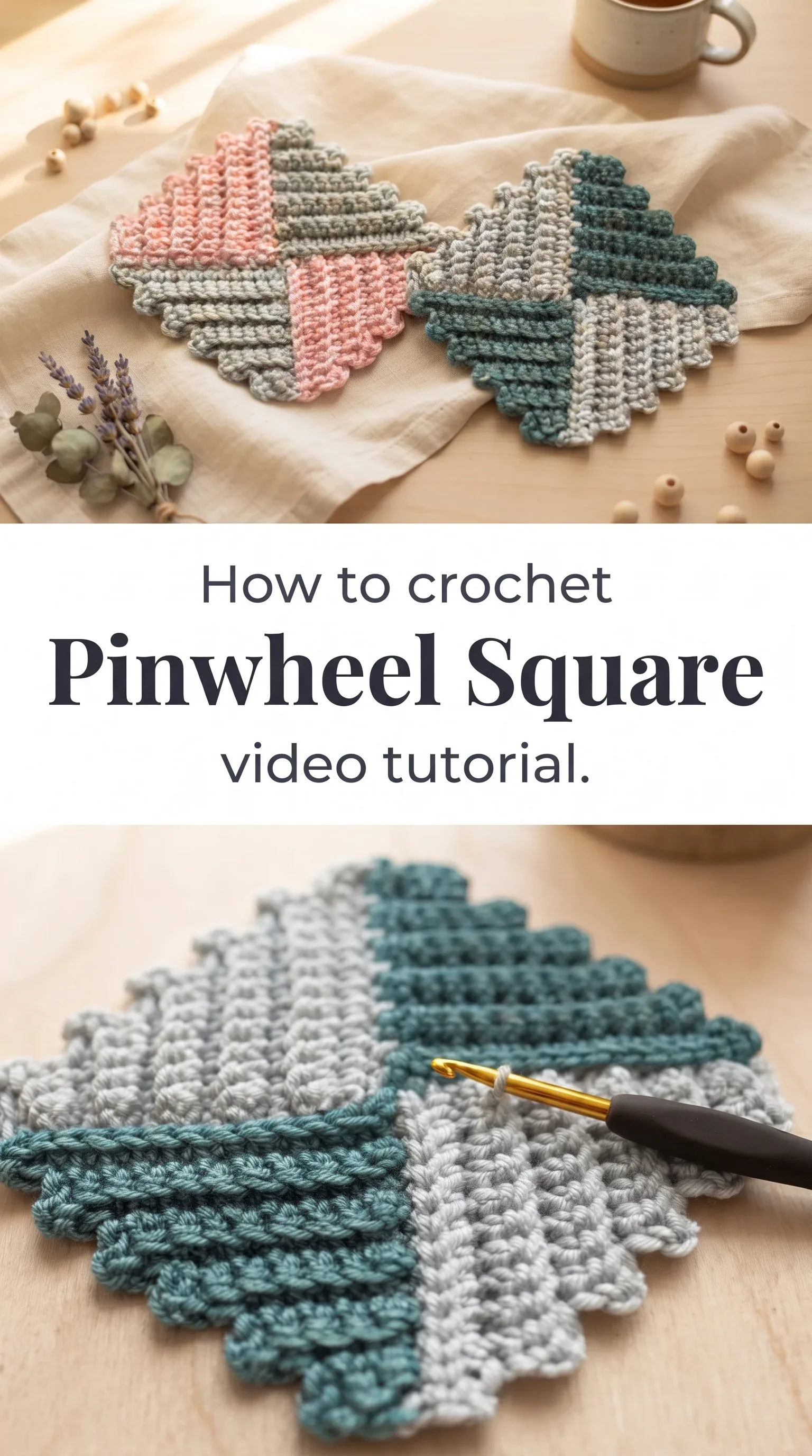 Crochet Pinwheel Square: A Charming Geometric Accent