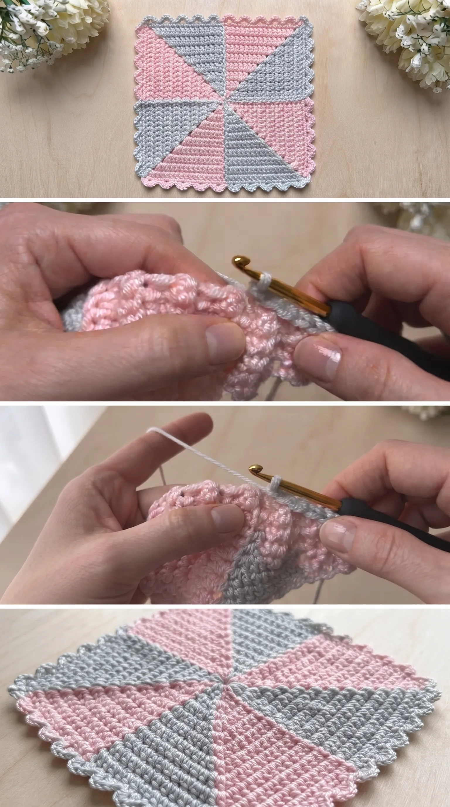 Crochet Pinwheel Square: A Charming Geometric Accent pattern