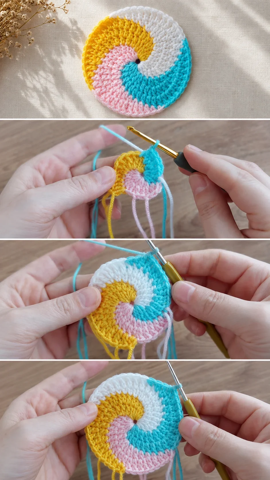 Crochet Pinwheel Square: A Vibrant and Whimsical Accent pattern