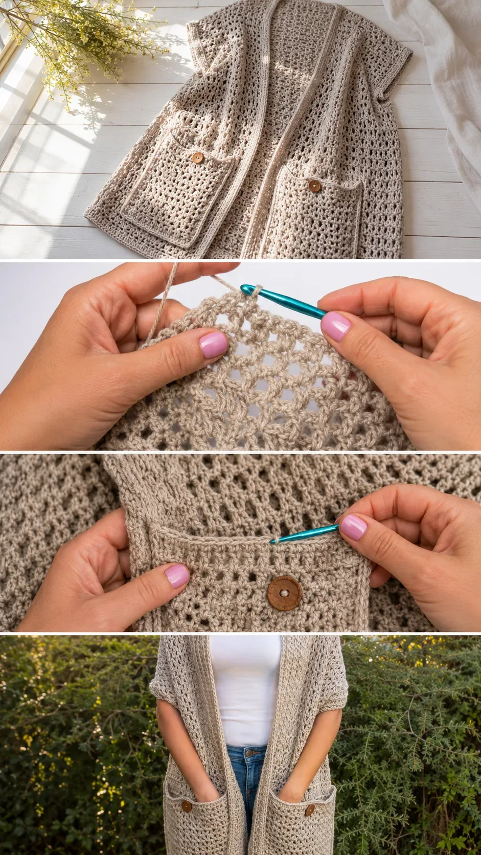 Crochet Pocket Wrap: A Cozy and Versatile Layering Piece pattern