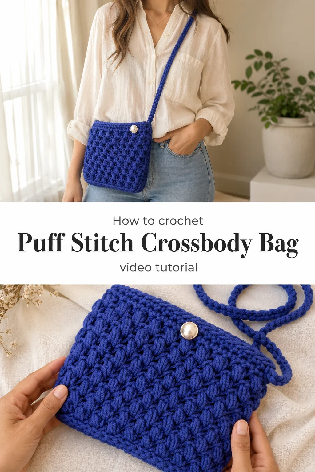 Crochet Puff Stitch Crossbody Bag: A Chic Everyday Accessory