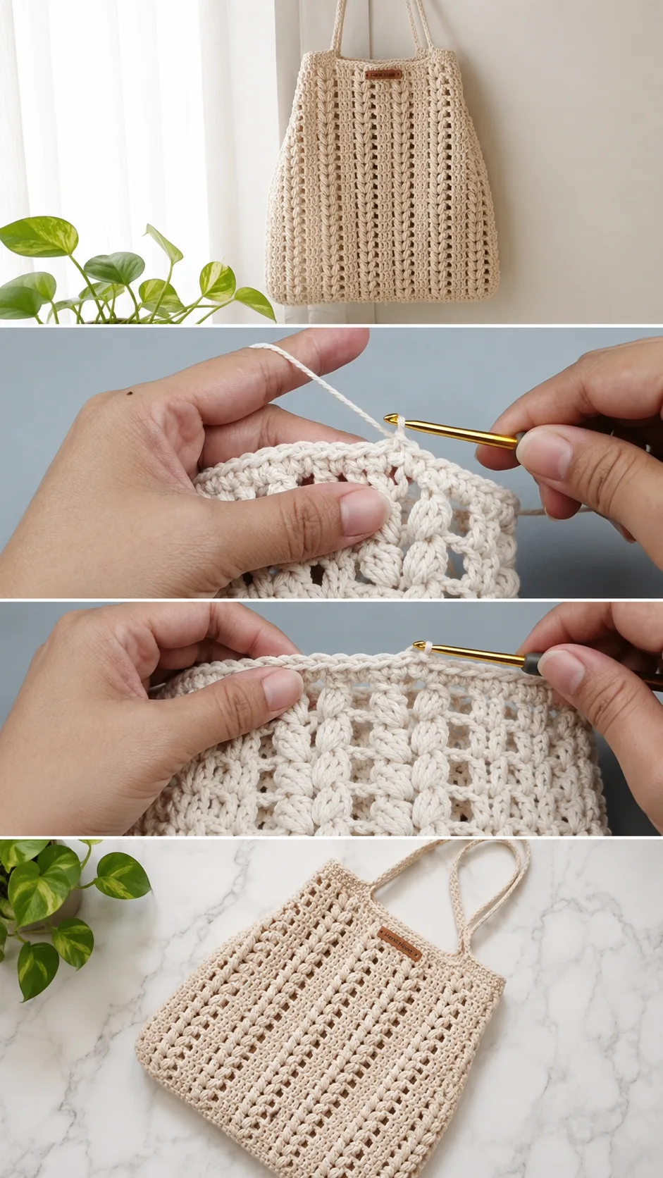 Crochet Puff Stitch Tote: A Chic Everyday Bag pattern