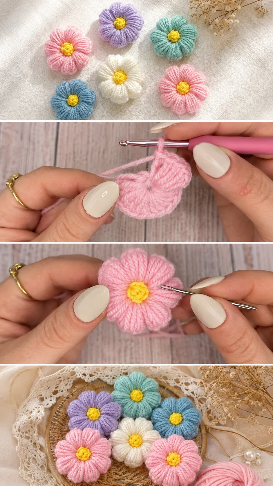 Crochet Puffy Flower: A Charming Whimsical Accent pattern