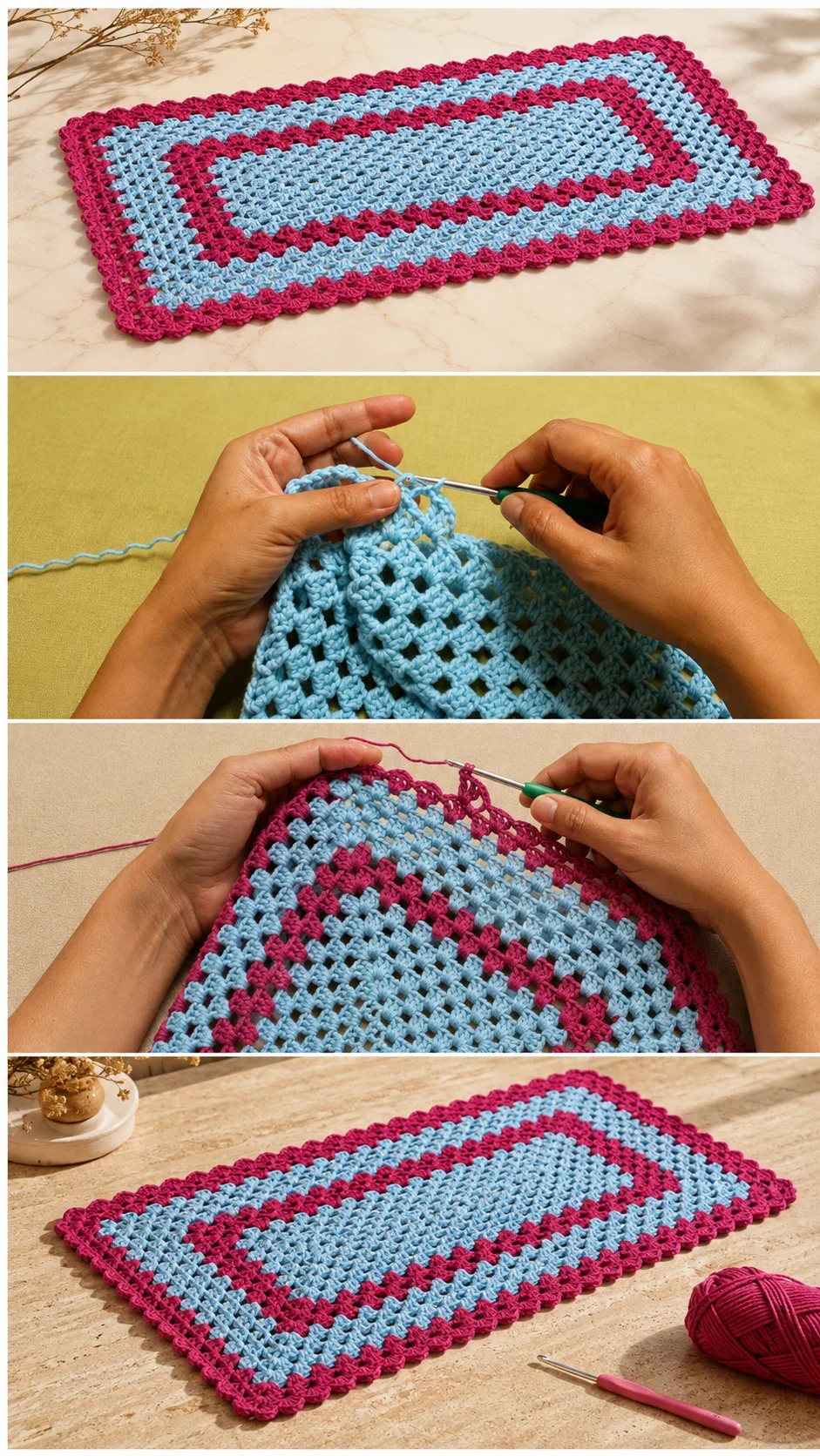 Crochet Rectangle Table Runner: A Chic Handmade Accent pattern