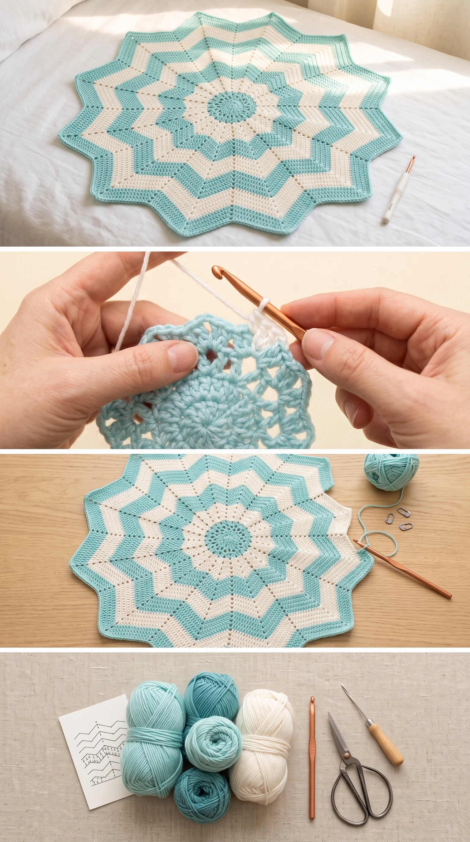Crochet Round Ripple Baby Blanket: A Timeless Sunburst Treasure pattern