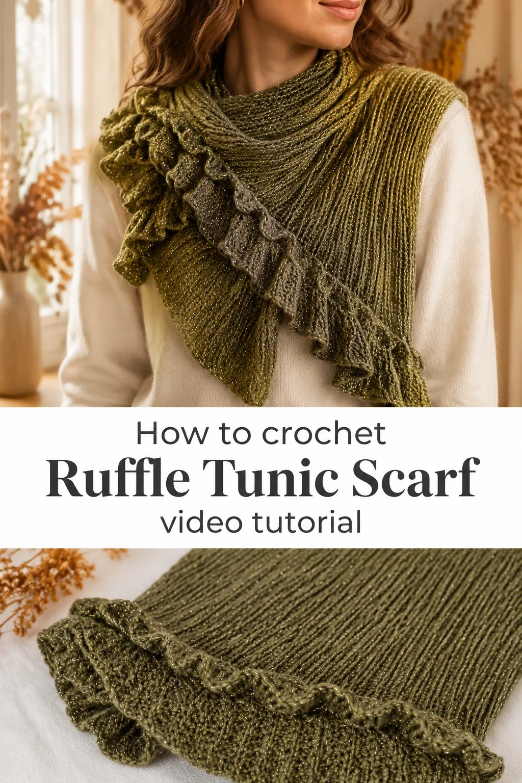 Crochet Ruffle Tunic Scarf: A Chic Textured Statement