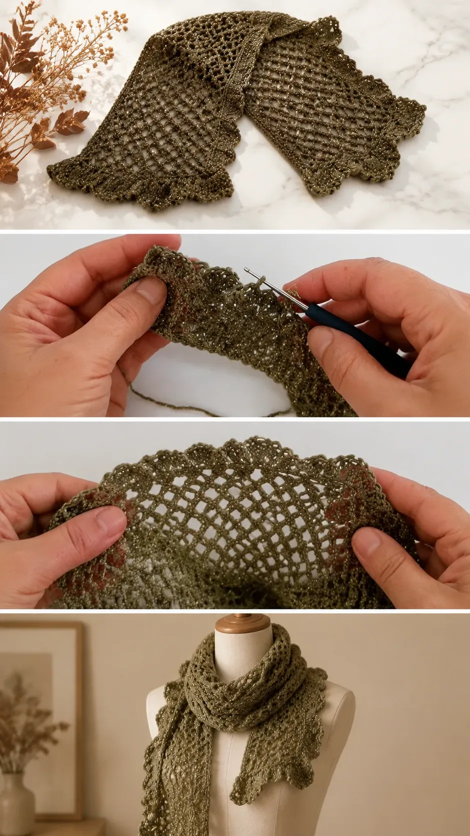 Crochet Ruffle Tunic Scarf: A Chic Textured Statement pattern