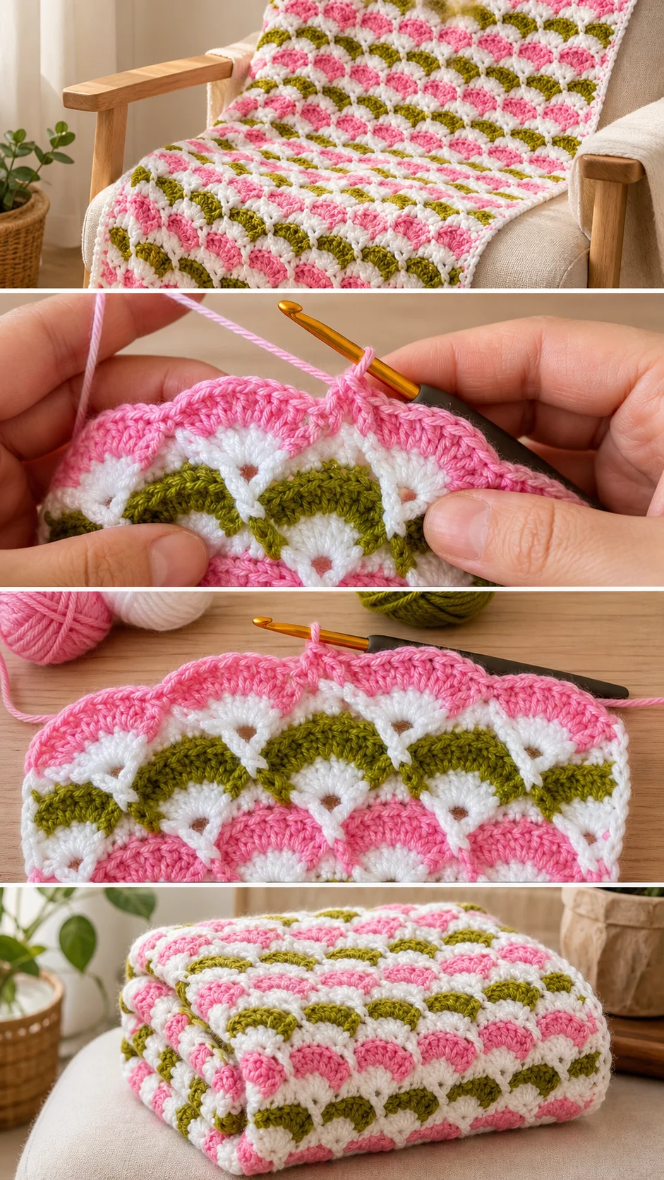 Crochet Shell Stitch Blanket: A Vibrant Cozy Wrap pattern